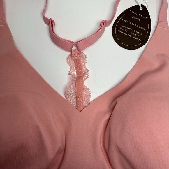 Shapellx Wireless Lace Racerback Pullover Pink Bra Sz Large New - Picture 2 of 7